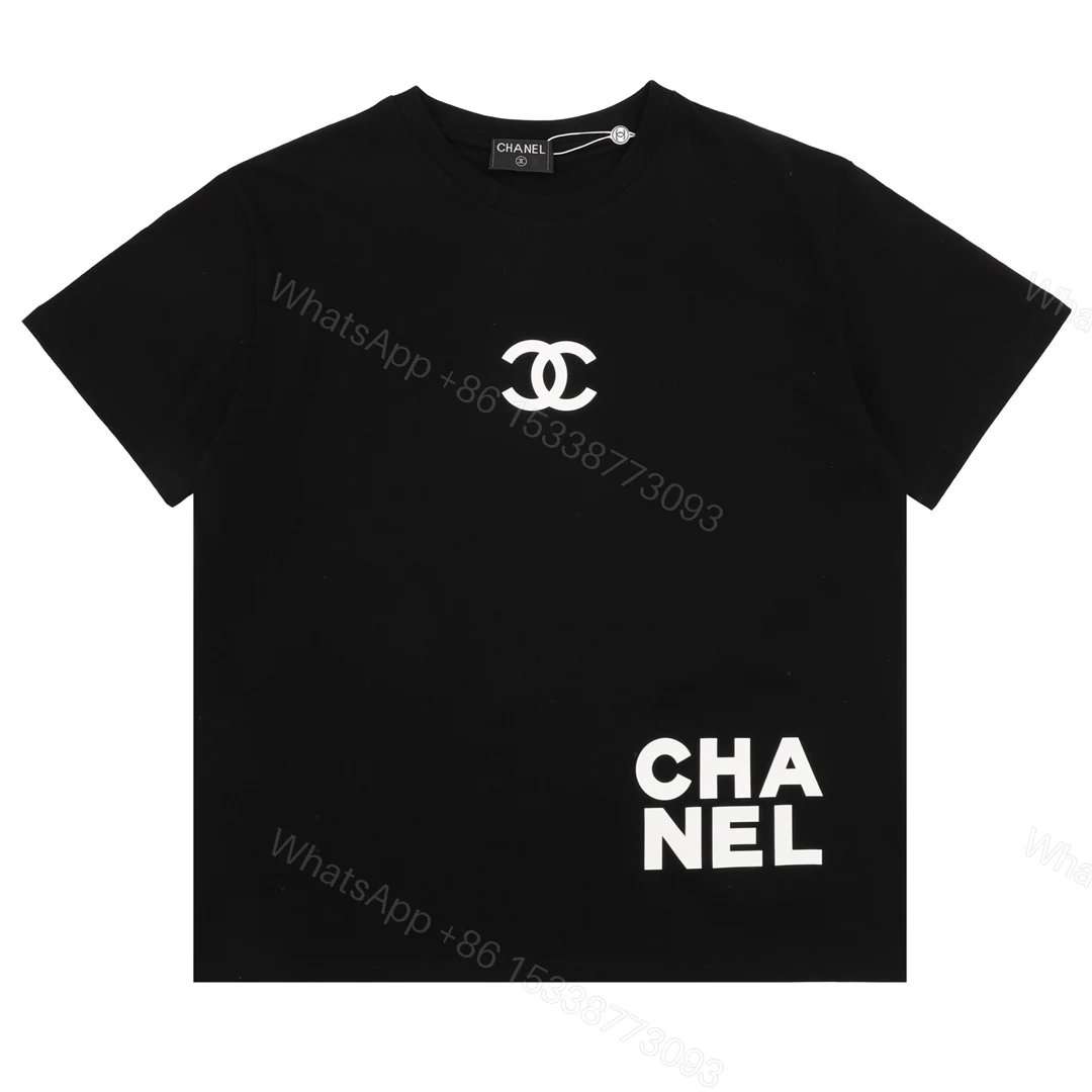 Chanel 高仿黑色字母短袖 雙C+CHANEL標識 簡約百搭推薦 — view 1