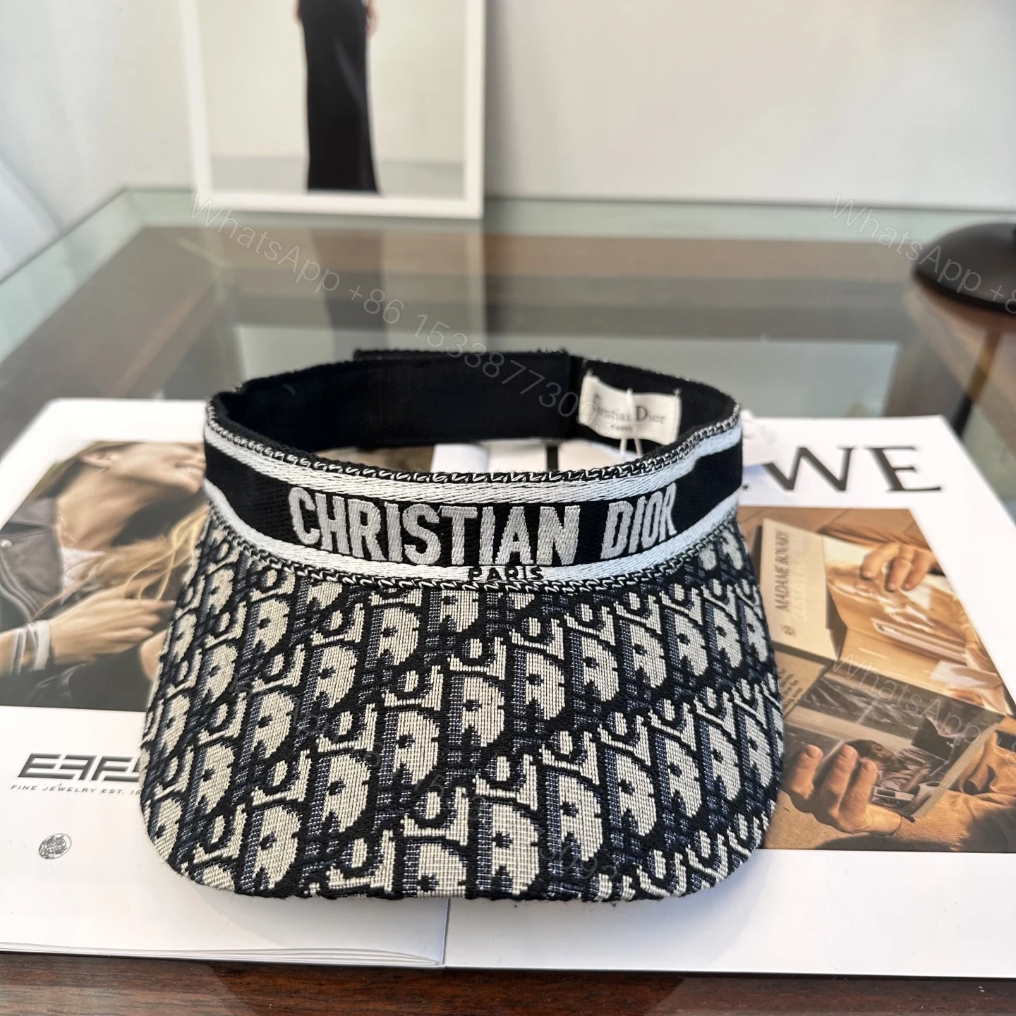 Dior高仿黑色Oblique提花空頂帽Christian Dior遮陽帽 — view 1