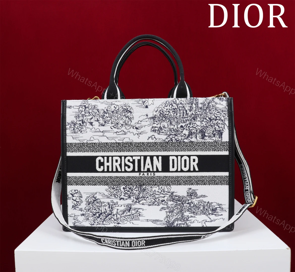高仿Dior Book Tote 托特包 黑白森林刺繡款 經典中型尺寸 — view 1
