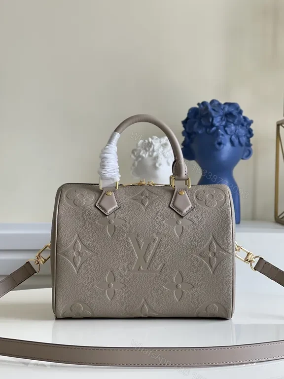 Structured LV Monogram Handbag: Pebbled Leather, Crossbody Optional — view 1