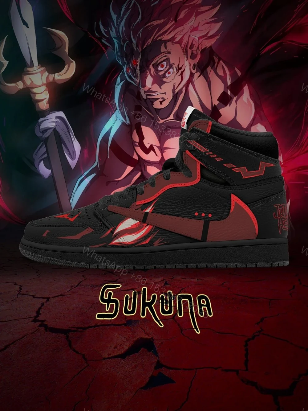Ryomen Sukuna True Form V.1 Custom TS High Jordan 1 — view 1