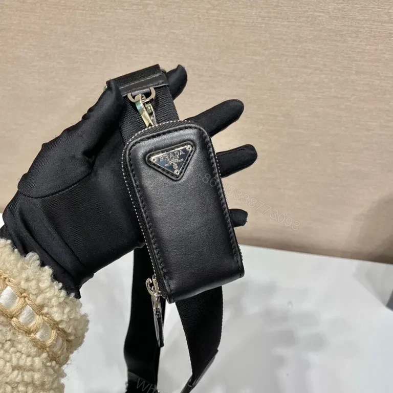 View 5 of Compact Leather Crossbody with Prada-Triad Logo