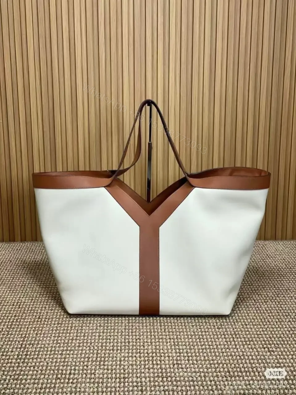 YSL Y Tote in Canvas & Leather — view 1