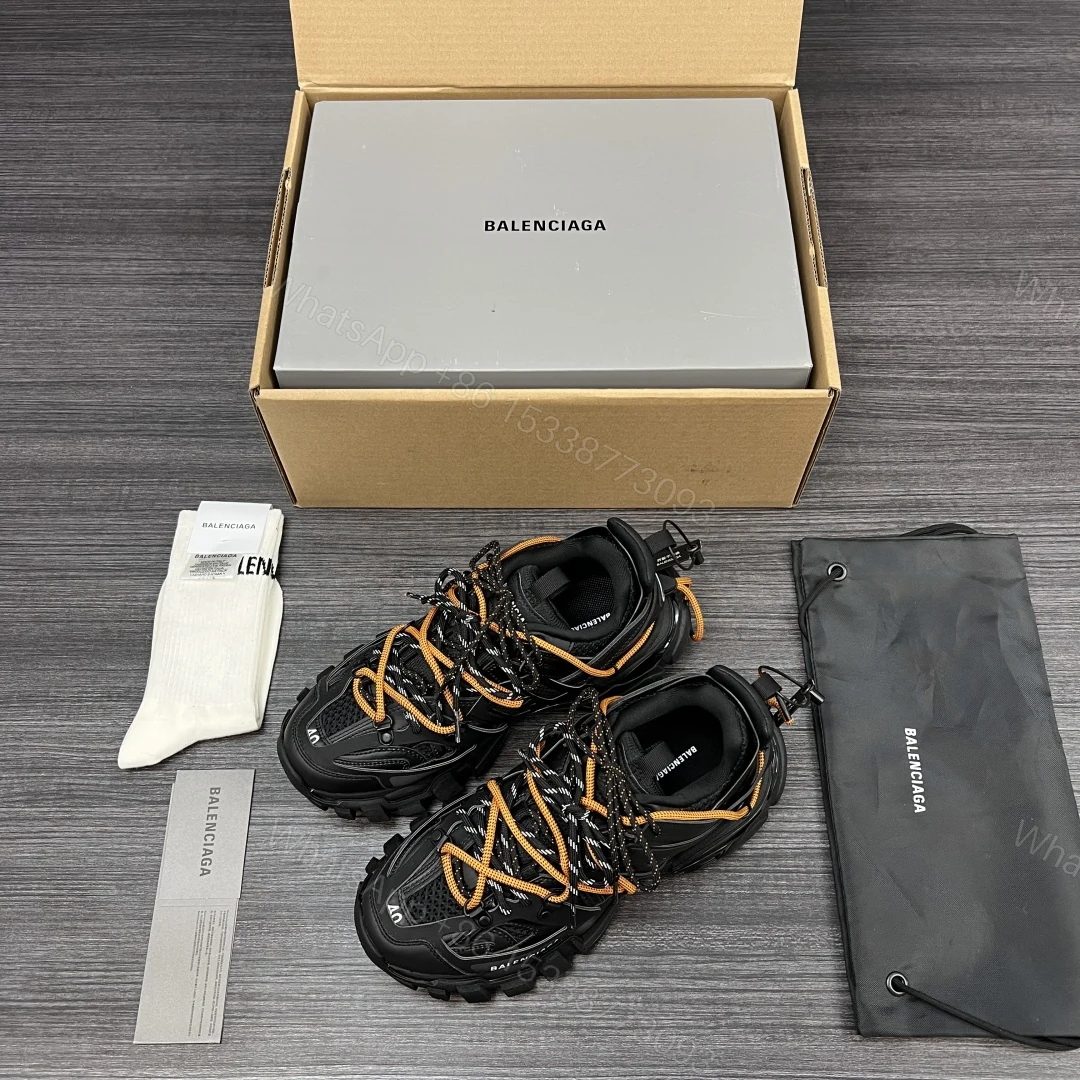 Balenciaga 高仿老爹鞋男款 黑橘撞色 經典潮鞋復刻版 — view 1