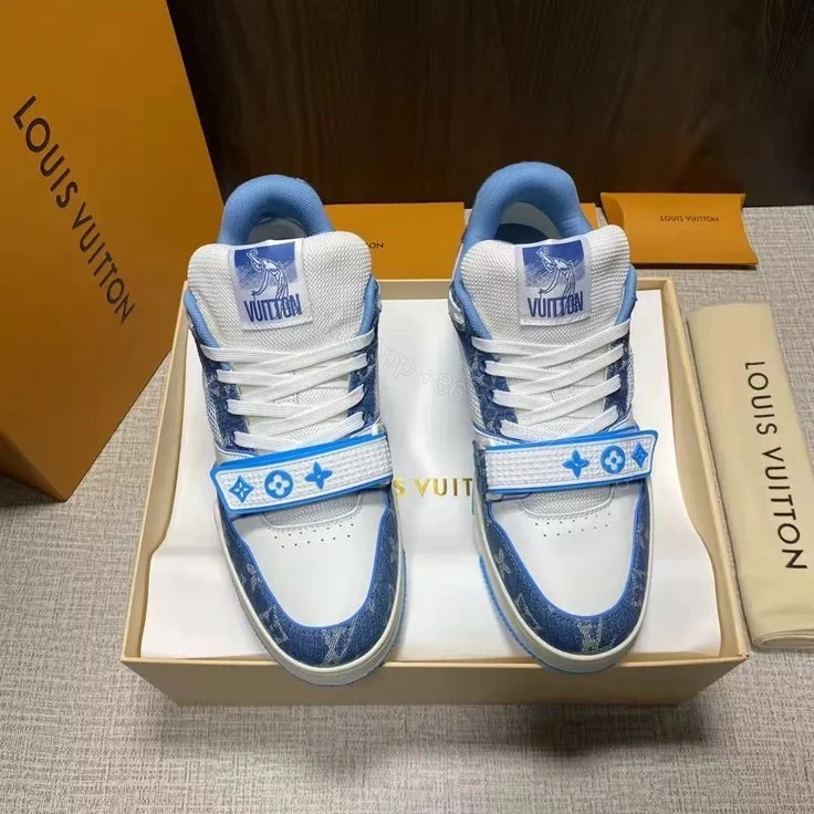 Louis Vuitton LV Trainer Blue Sneakers Replica — view 1