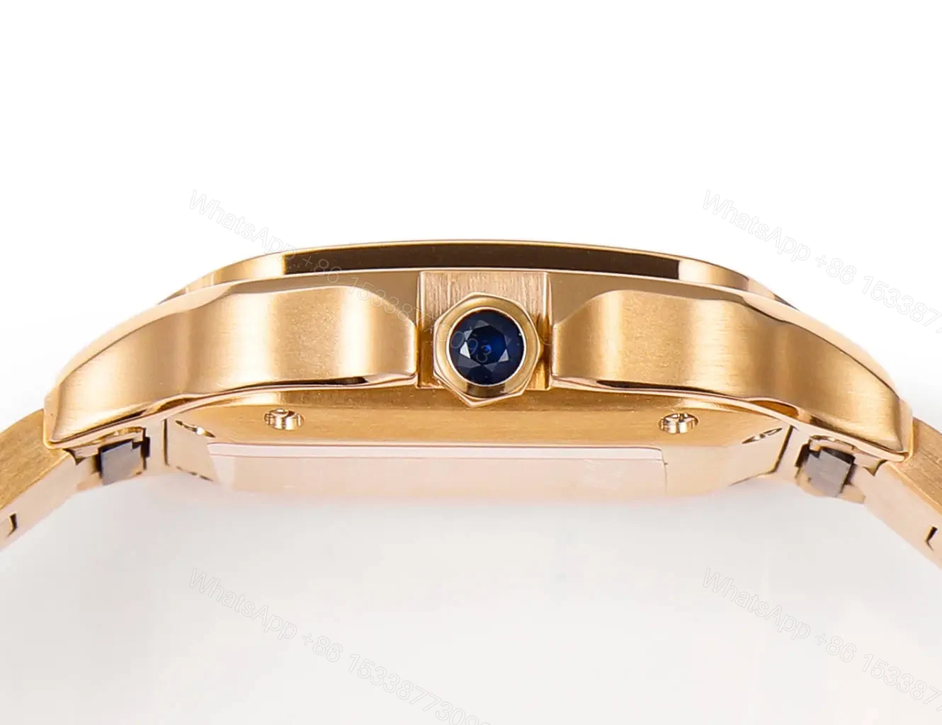 View 8 of Cartier super clone Santos Champagne Diamond Bezel Gold Bracelet 35MM Premium RG-CARTIER-SANTOS-CHAMP-DIA-BEZ-GOLD-35