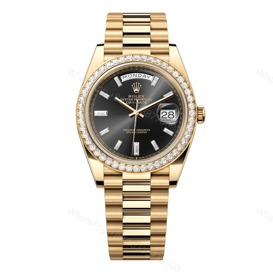 Rolex Day-Date 40 Yellow Gold Diamond Bezel Replica — view 1