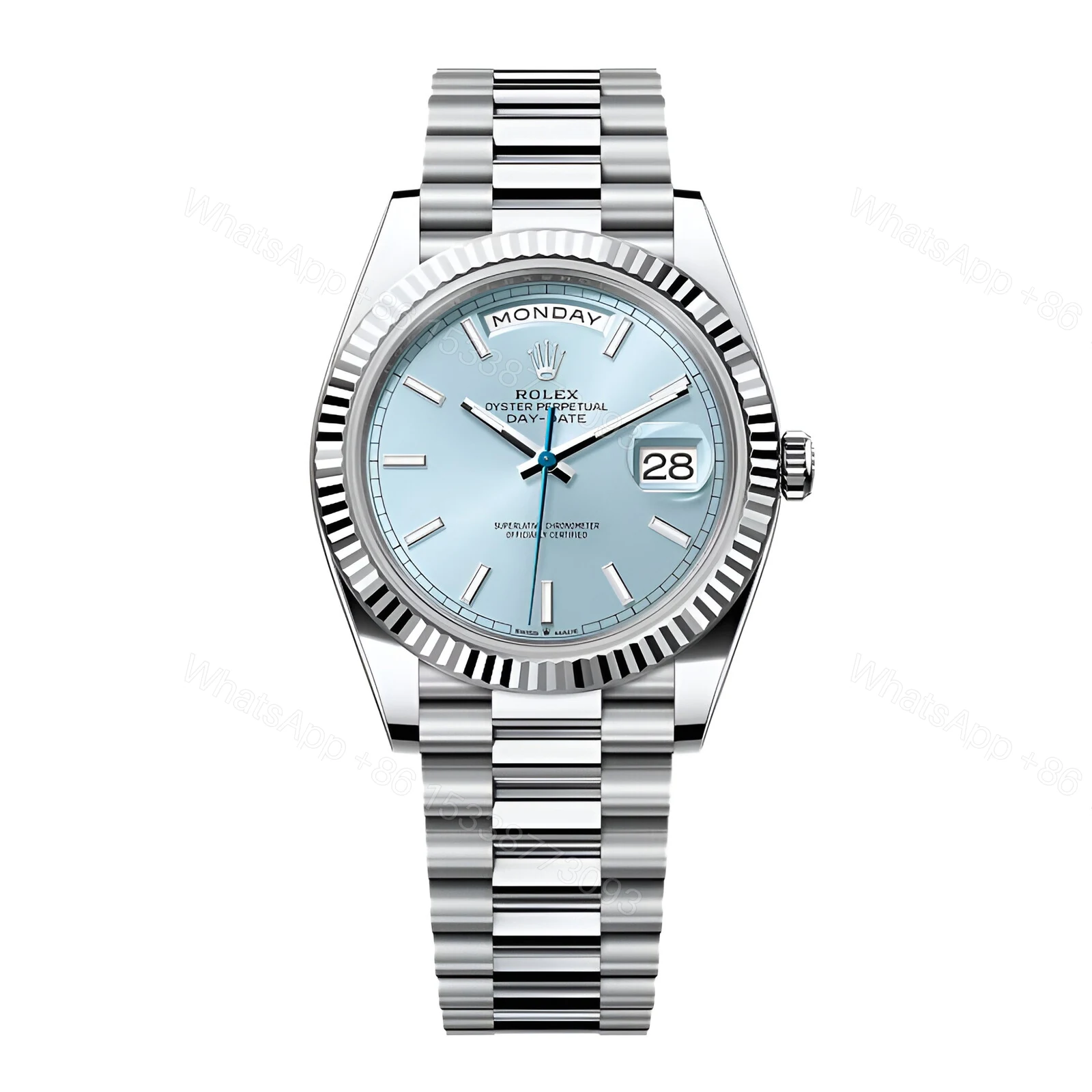 Rolex Day Date Ice Blue Grooved Replica — view 1