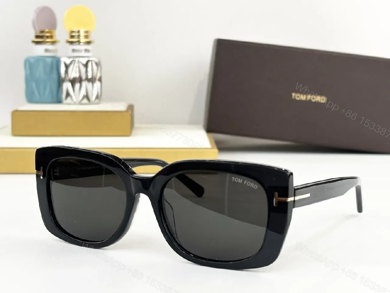 View 9 of Rose-Gold Acetate Sunglasses: Bold Square, Polarized Shine