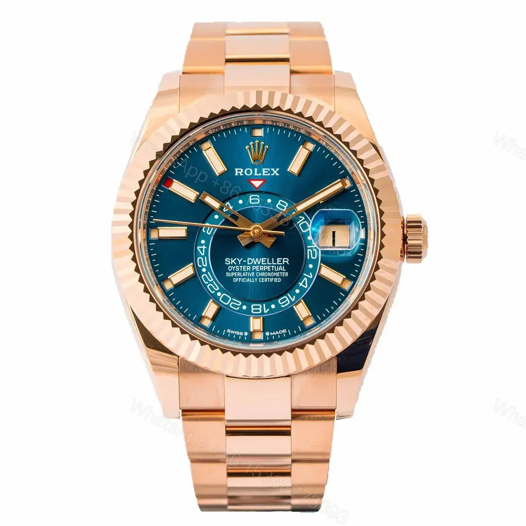 Rolex Oyster Sky Dweller Rose gold With Blue Dial Replica — view 1