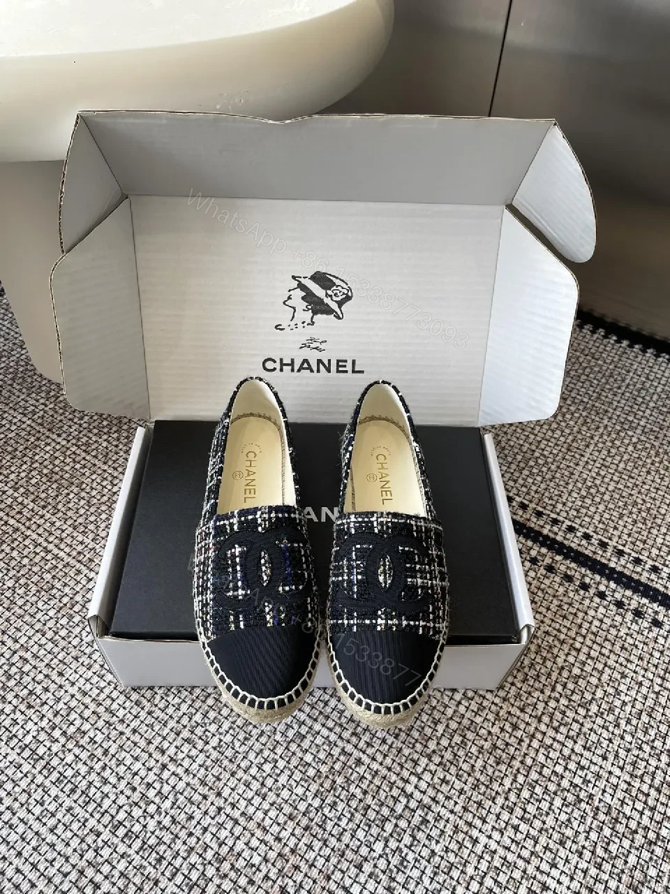 Chic Textured Loafers with Logo Detail, Slip-On Footwear — view 1