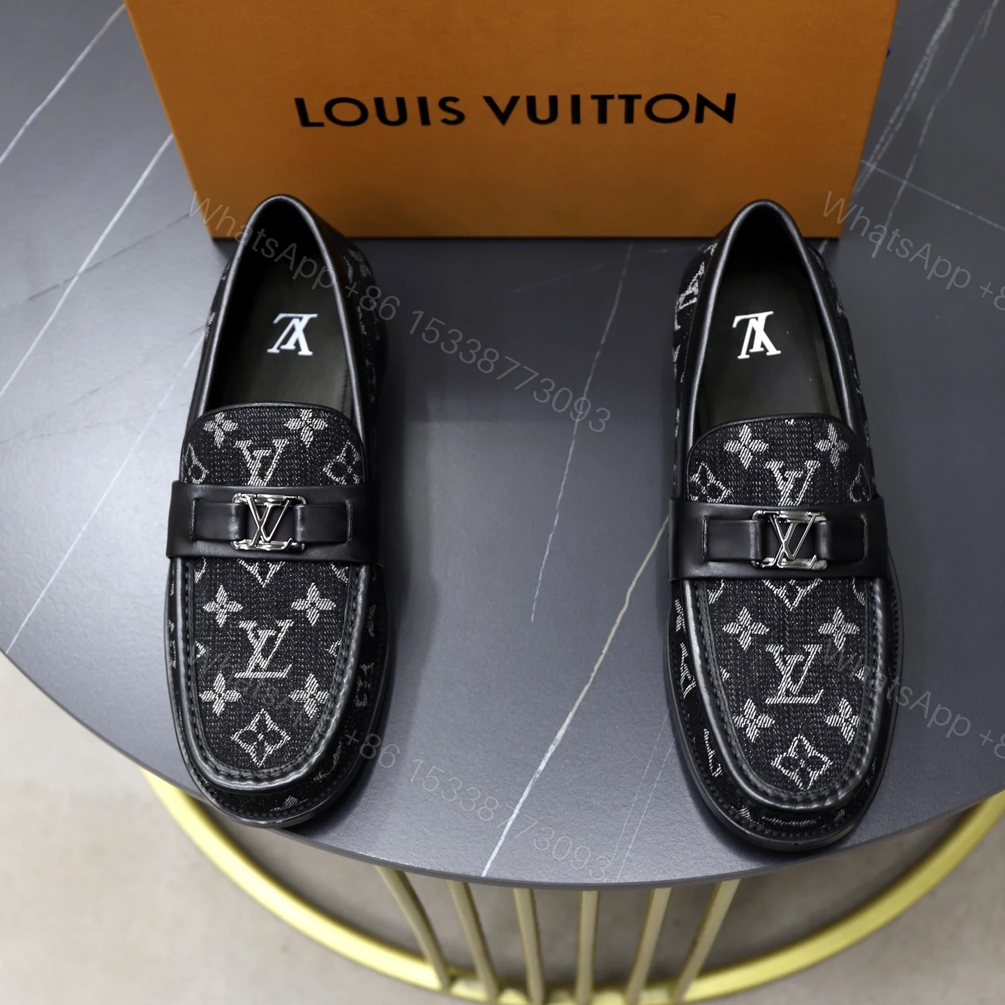 Louis Vuitton 一比一深藍老花樂福鞋 LV金屬飾搭配丹寧布面 — view 1