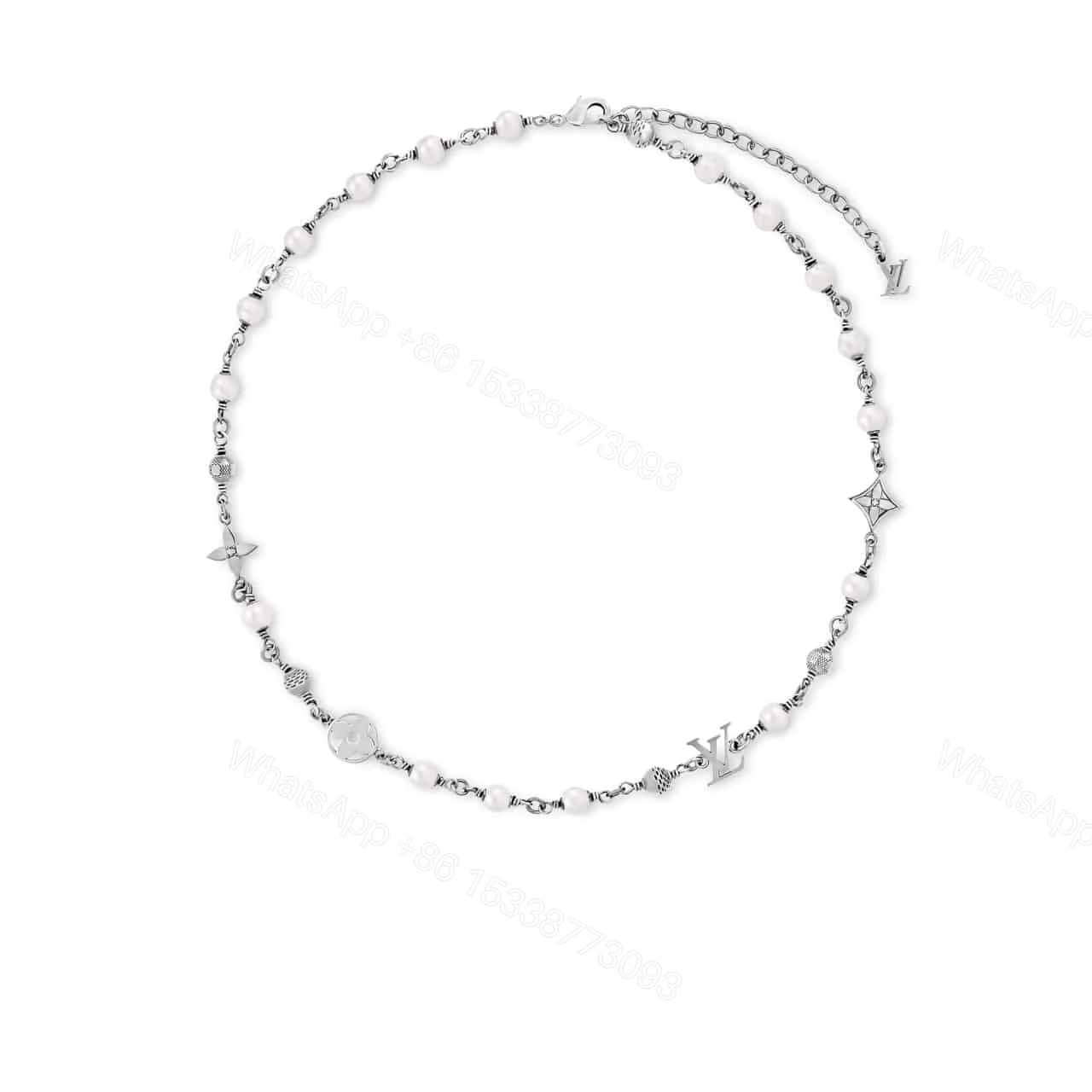 LOUIS VUITTON LV PEARLS NECKLACE SILVER M02448 — view 1