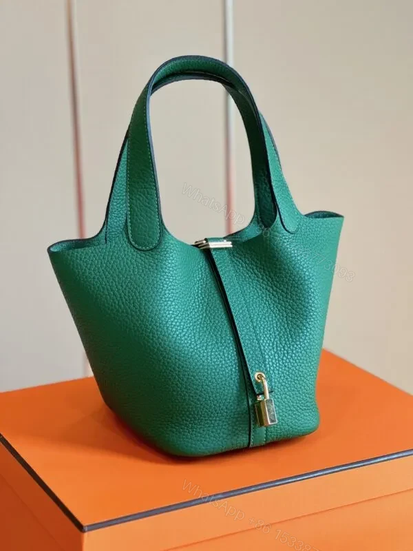 HN 18 Togo Green Lock Silver 18cm — view 1