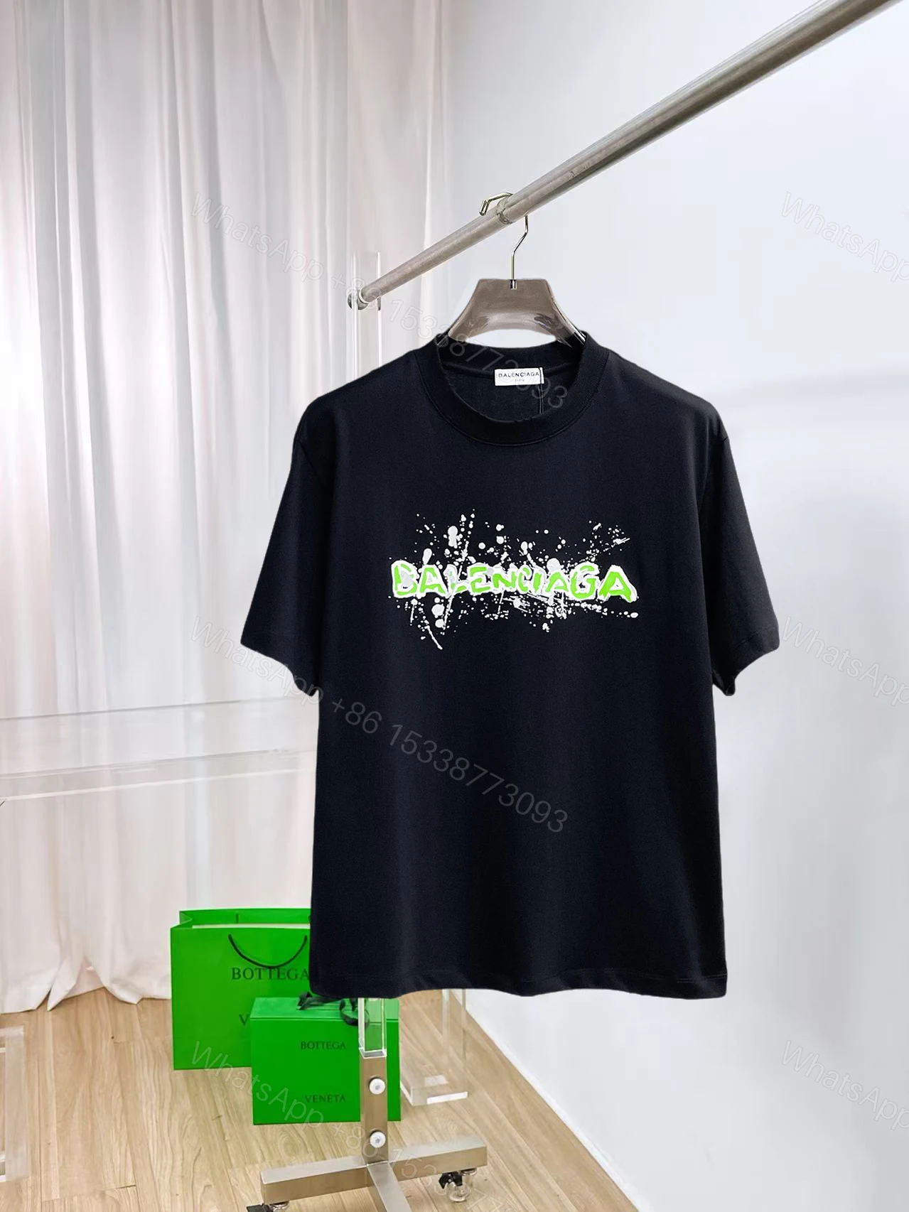 Balenciaga 原單 男款螢光字母印花短袖T恤 街頭時尚款 — view 1