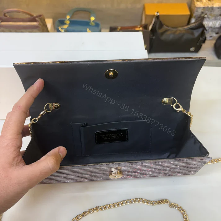 View 8 of FIRST COPY JIMMY CHOO VIOLET ORCHID SWEATIE CLUTCH HANDBAG
