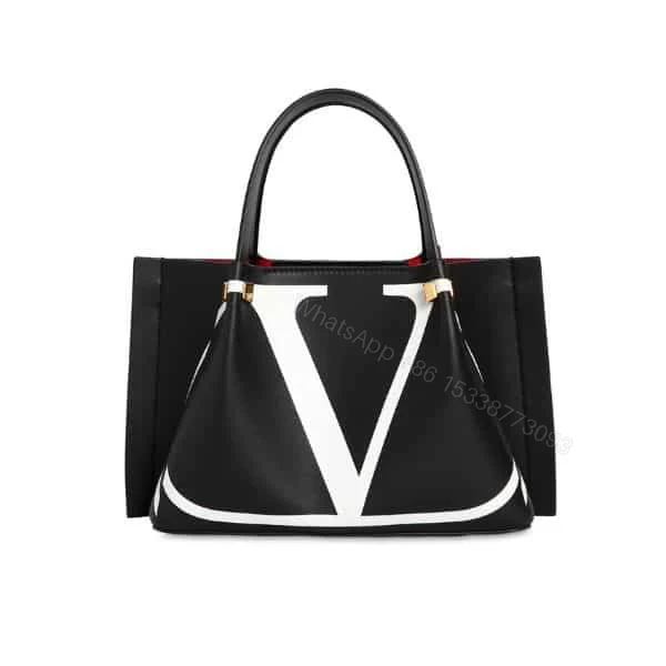 VALENTINO GARAVANI VLOGO ESCAPE CALF TOTE BAG IN BLACK 38CM — view 1