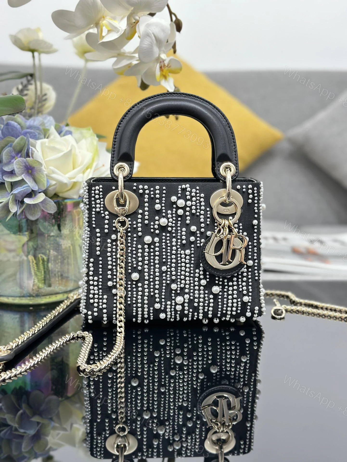 Dior A貨 女款 Lady 流蘇珍珠手提包 奢華晚宴款 — view 1