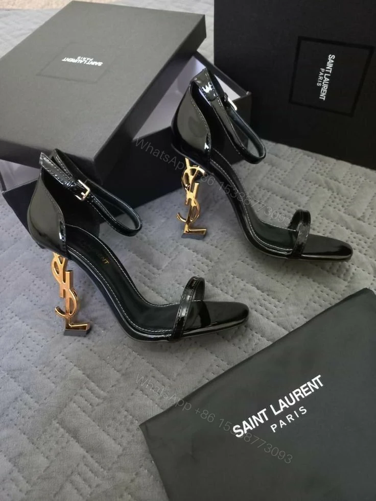 black heels Saint Laurent Opyum model — view 1