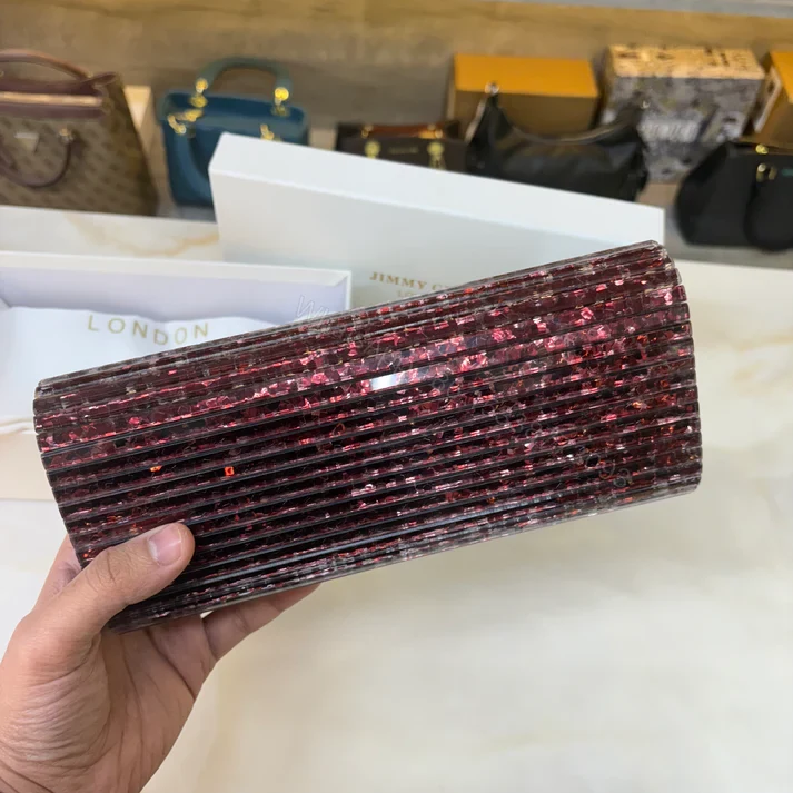 FIRST COPY JIMMY CHOO VIOLET ORCHID SWEATIE CLUTCH HANDBAG — view 2