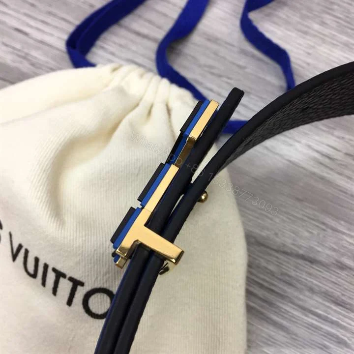 View 7 of LOUIS VUITTON OPTIC 40MM REVERSIBLE BELT BLUE/BLACK – B78