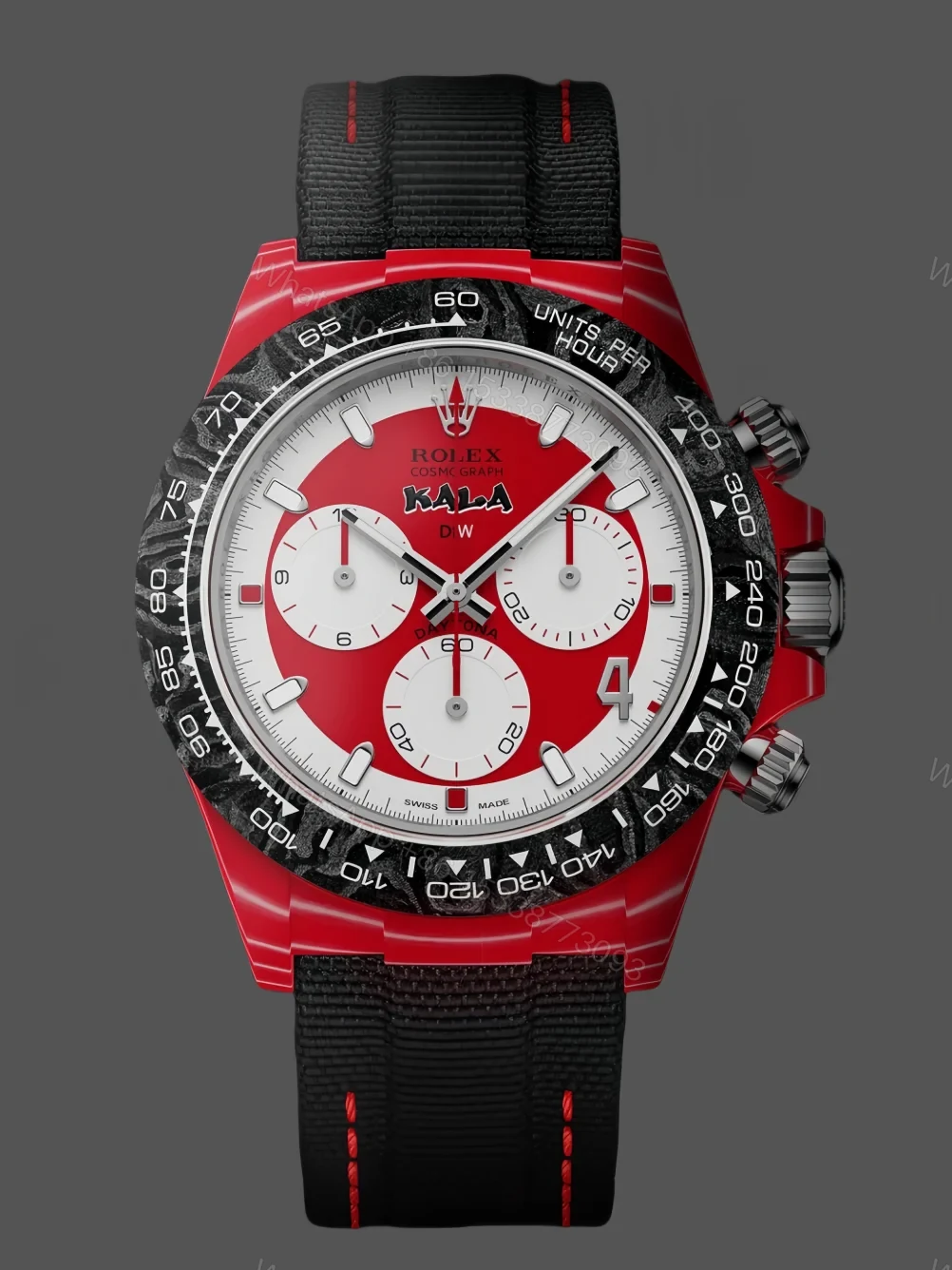 Replica Rolex Daytona DiW Red Carbon Red Crystal Dial Nylon Strap 40mm — view 1