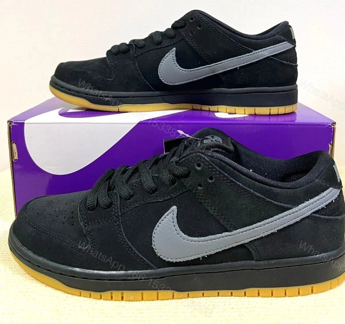 First Copy Nike SB Dunk Low Fog Black Gum Semi UA — view 1