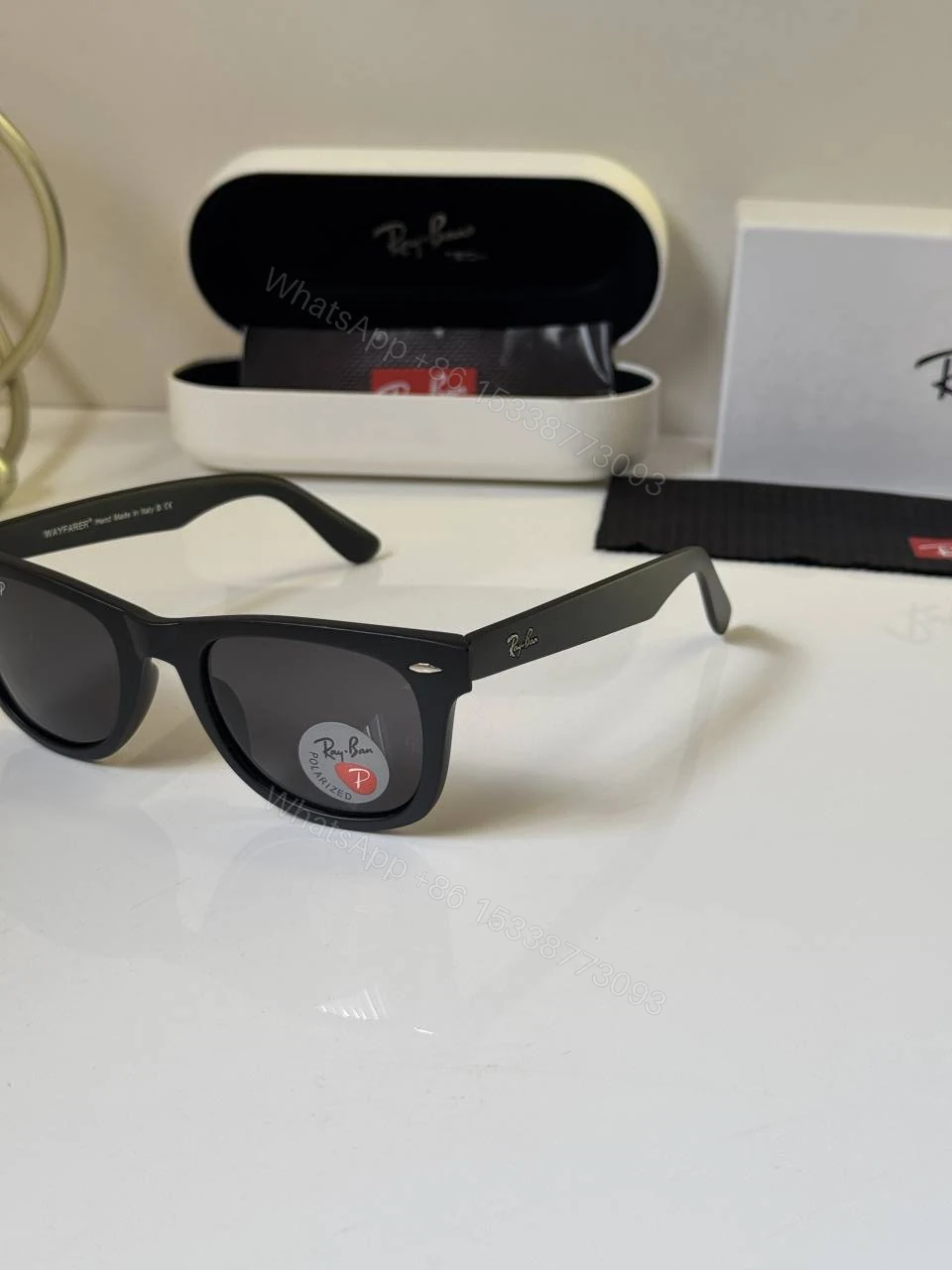 View 5 of First Copy Ray-Ban 2140 Matte Black Wayfarer Sunglasses UV Protected Premium Quality