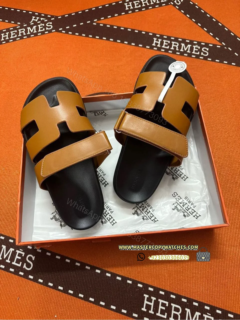 Hermes Chypre Sandals Brown — view 1
