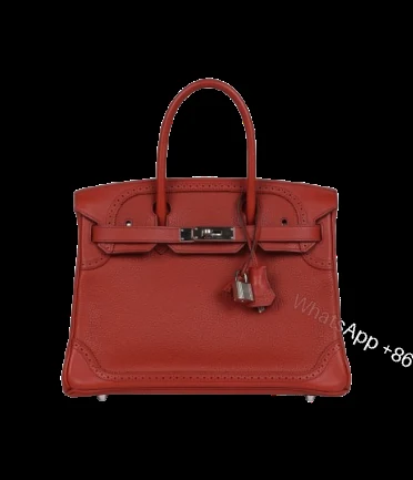 Hermès Birkin 30 Ghillies Brique Clemence and Evercolor Palladium Hardware — view 1
