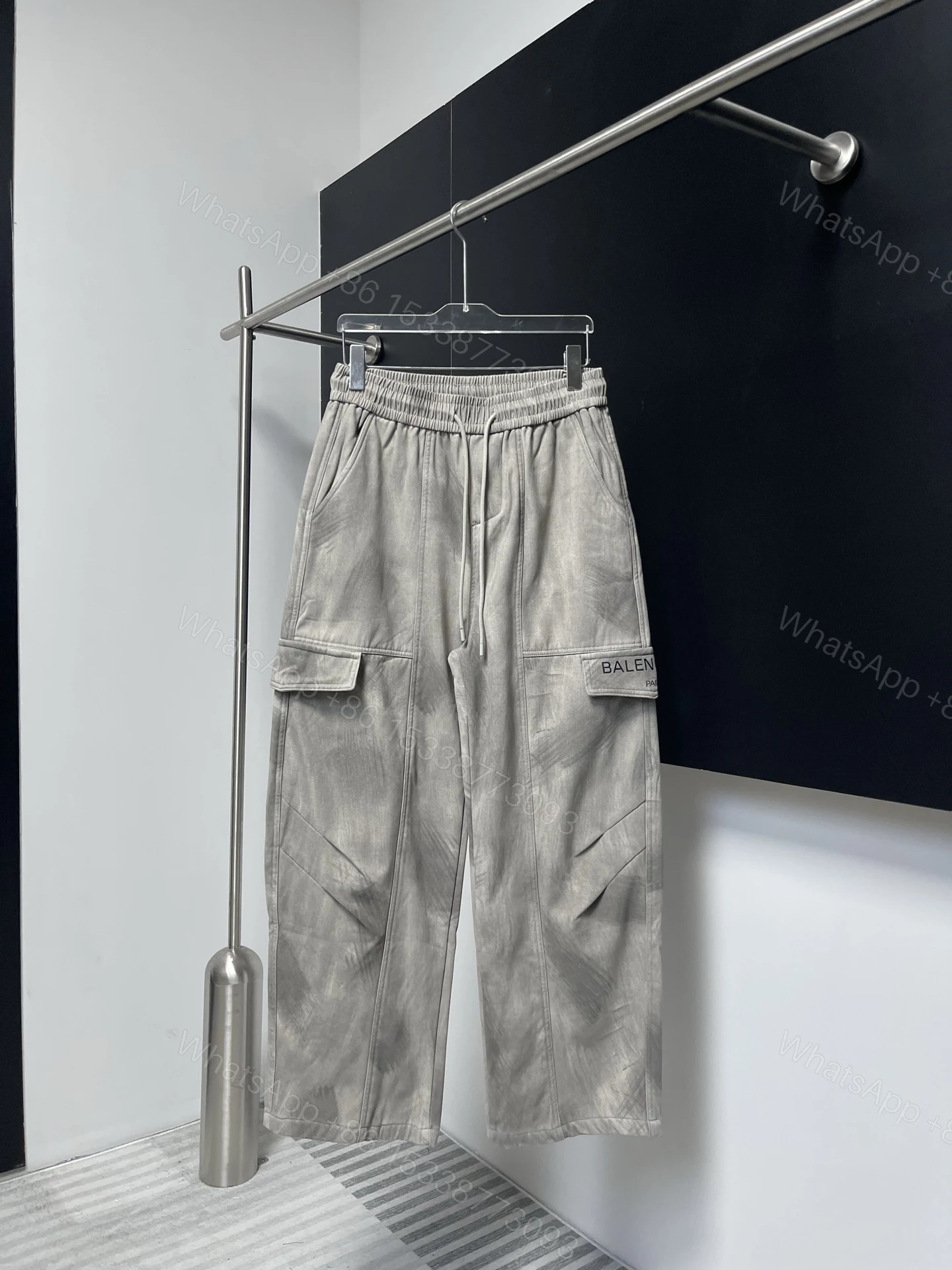 Balenciaga 高仿男士水洗工裝褲 抽繩設計拼貼口袋款 — view 1