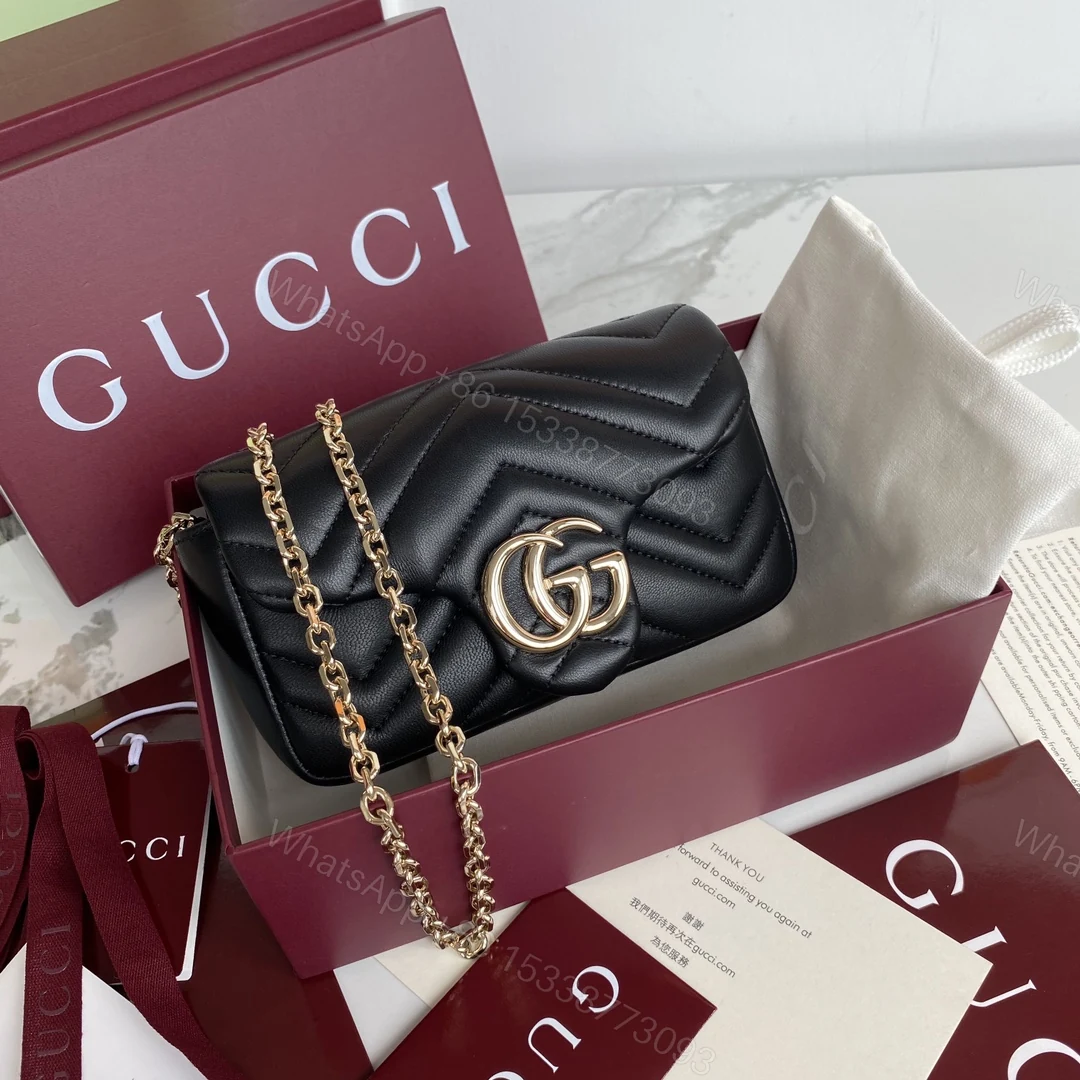 Gucci 高仿GG Marmont黑色鏈條包 小型肩背復古設計款 — view 1