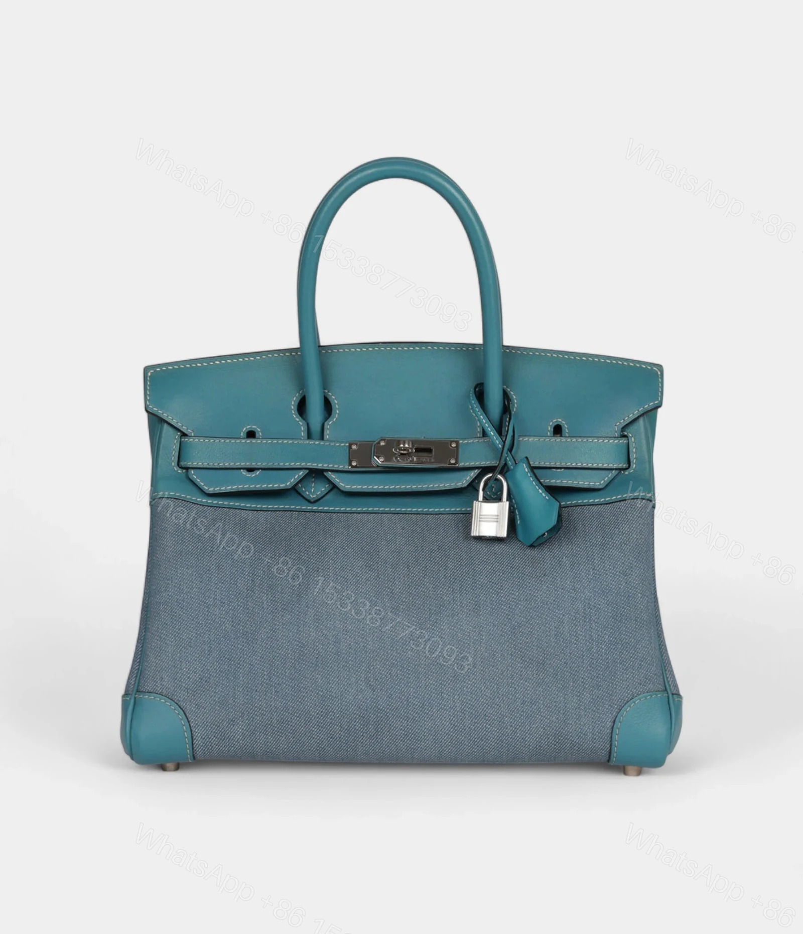 Vintage Hermès Birkin 30 Denim and Blue Jean Gulliver Palladium Hardware — view 1