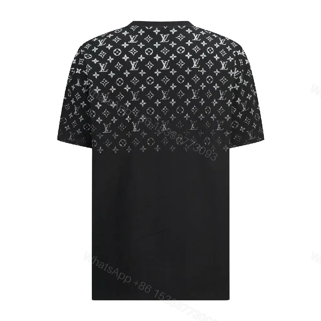 View 8 of Black Polyester T-shirt Metallic LV Monogram Pattern Short-Sleeve Crewneck Tee
