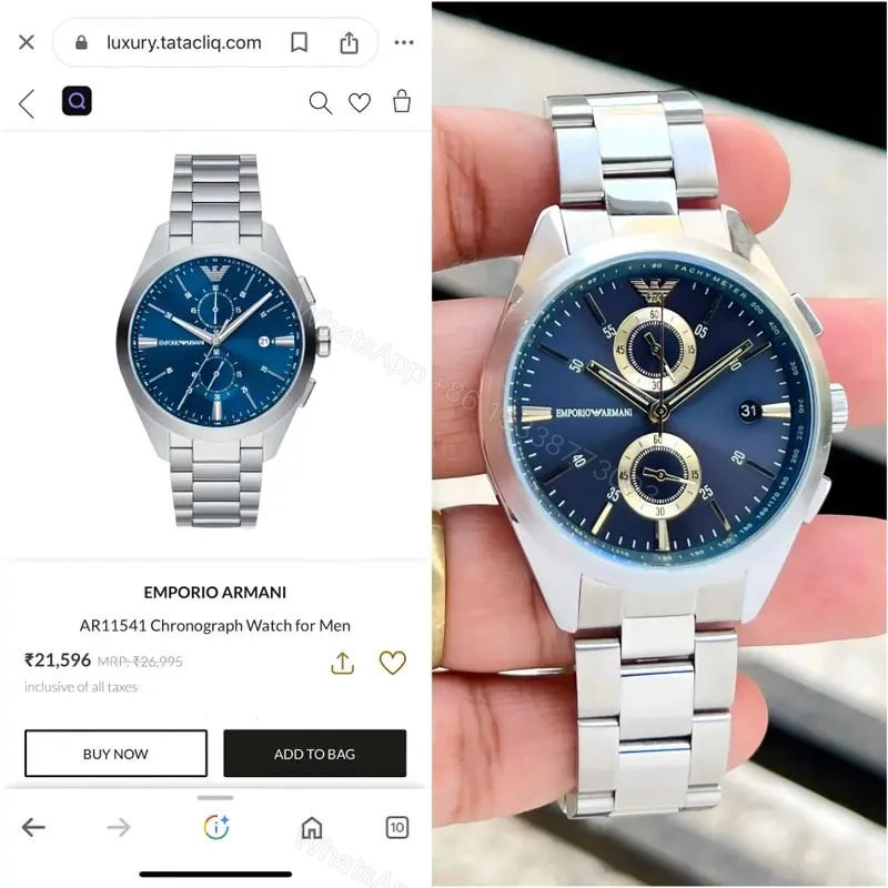 First Copy Emporio Armani Chrono Blue Dial Luxury Men Watch — view 1