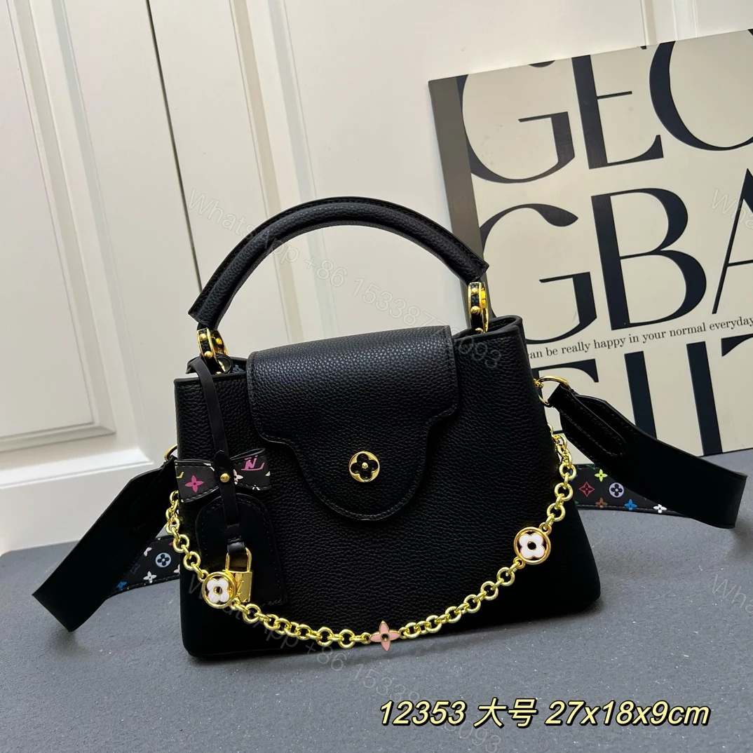 LV 一比一 12353 大號黑色鏈條翻蓋手提包 27x18x9cm氣質女包 — view 1
