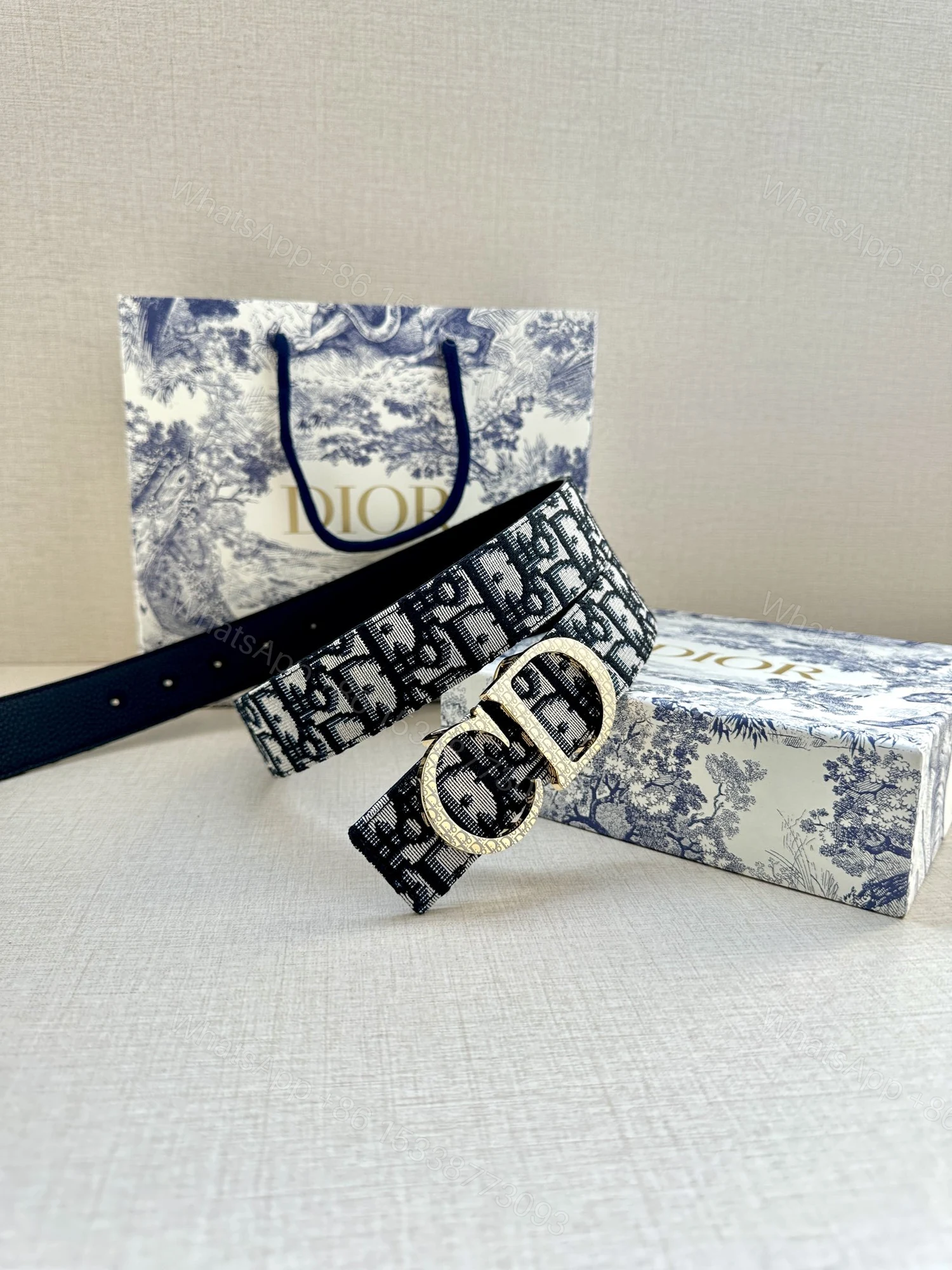 Dior 一比一 男款 CD Oblique老花皮帶 黑色扣 精品潮流腰帶 — view 1