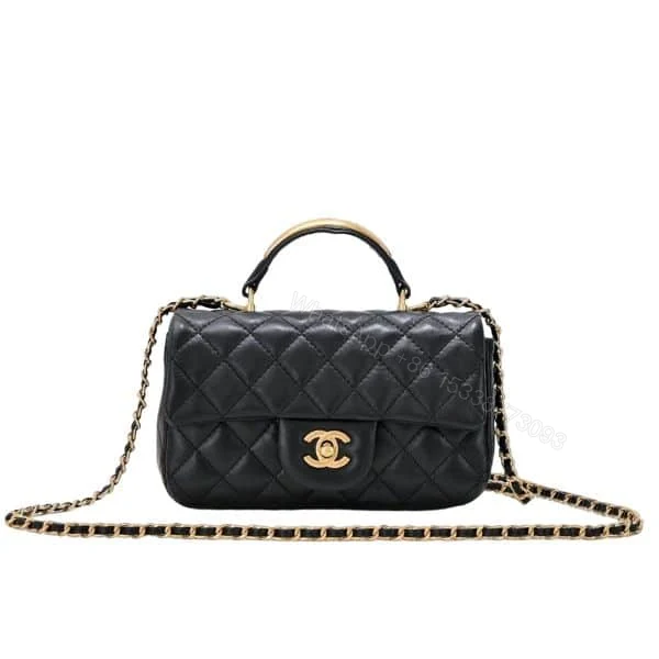 Chanel 22B Flap Bag With Gold Hardware Top Handle Black 21Cm AS2431 — view 1