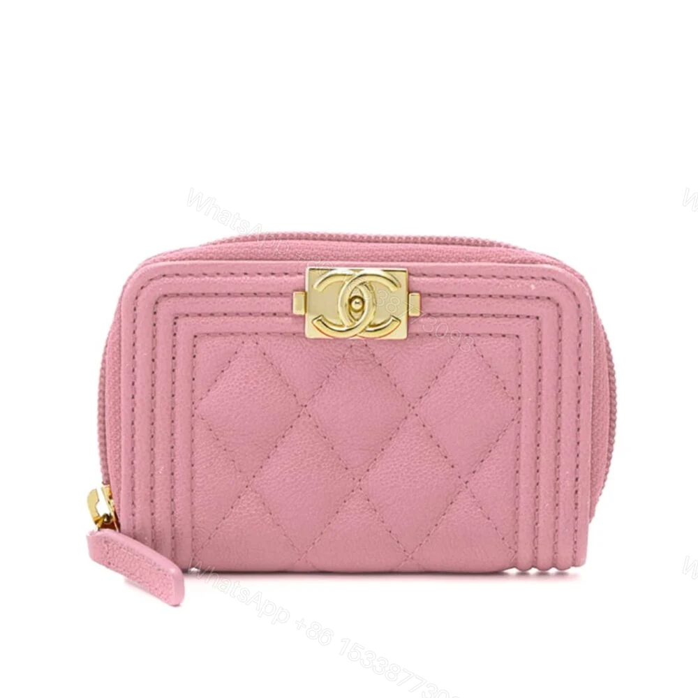Chanel Boy Flap Card Holder Wallet Gold Pink 11Cm A80603 B10211 NM370 — view 1