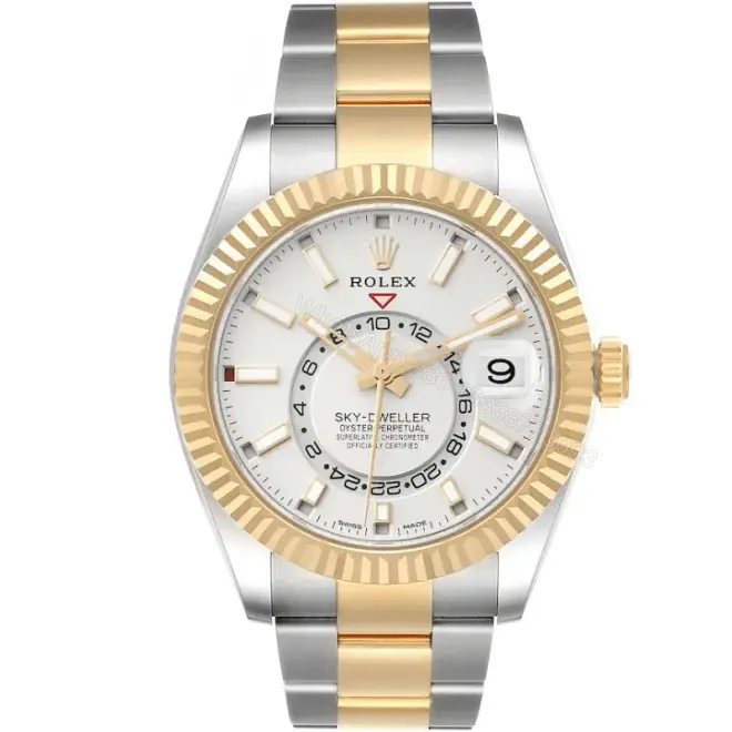 Rolex Sky-Dweller Yellow Gold Steel White 42mm Dial Mens Watch — view 1