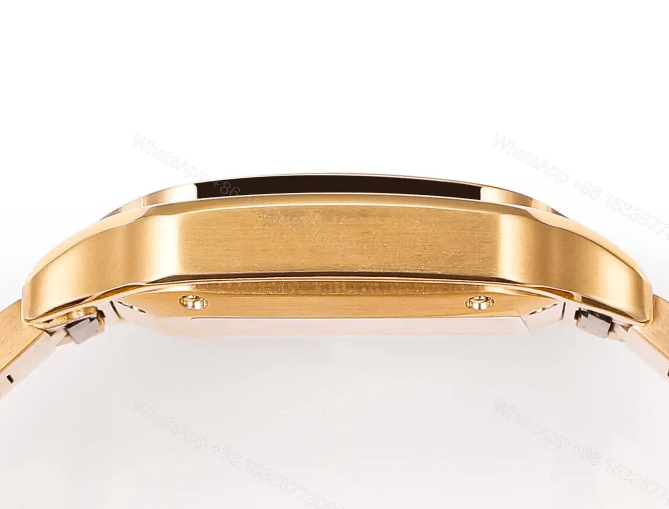 View 9 of Cartier super clone Santos Champagne Diamond Bezel Gold Bracelet 35MM Premium RG-CARTIER-SANTOS-CHAMP-DIA-BEZ-GOLD-35