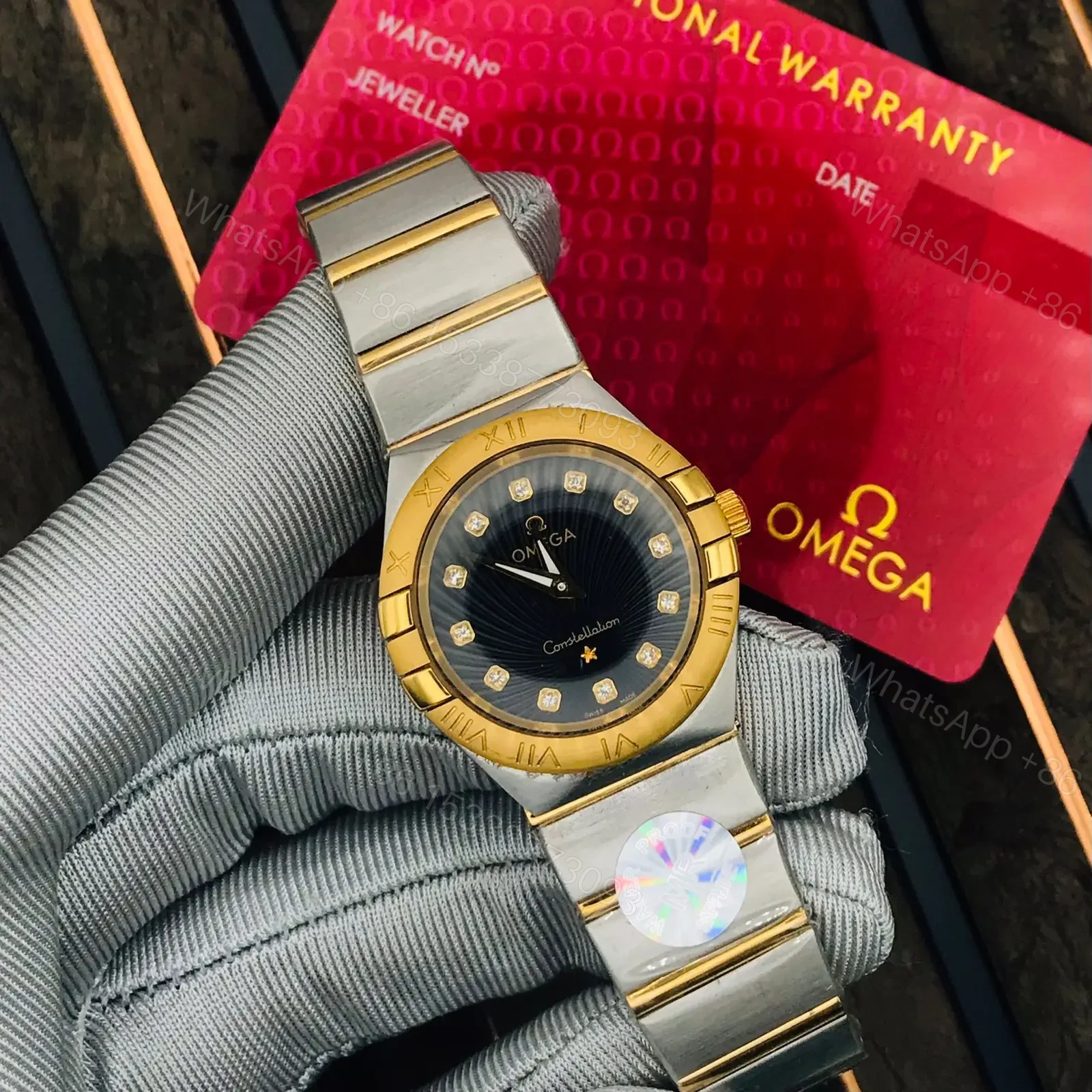 Omega Silver Gold Case with Pearl Black Dial — view 1