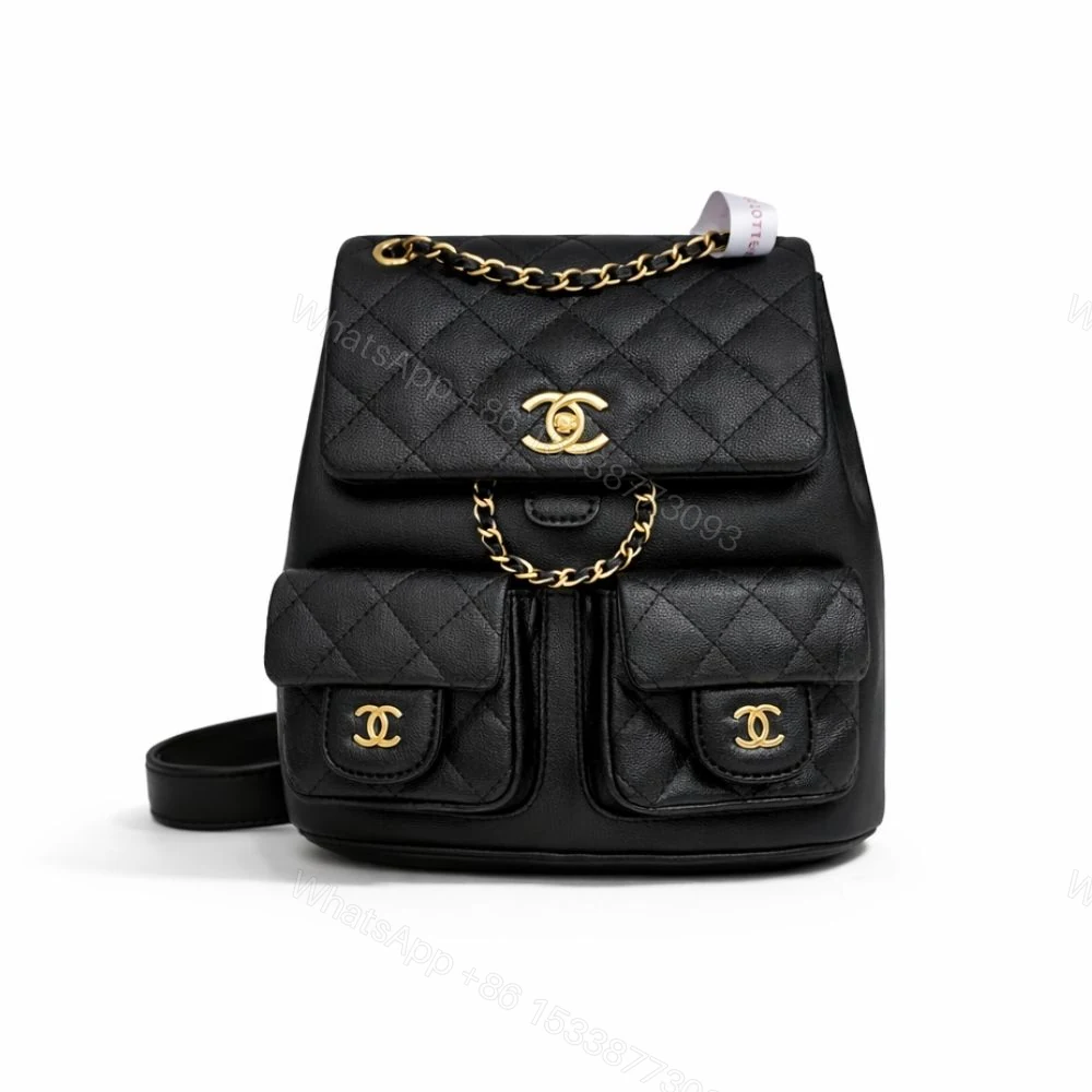 Chanel Mini Backpack Quilted Caviar Black Gold Hardware 21Cm — view 1