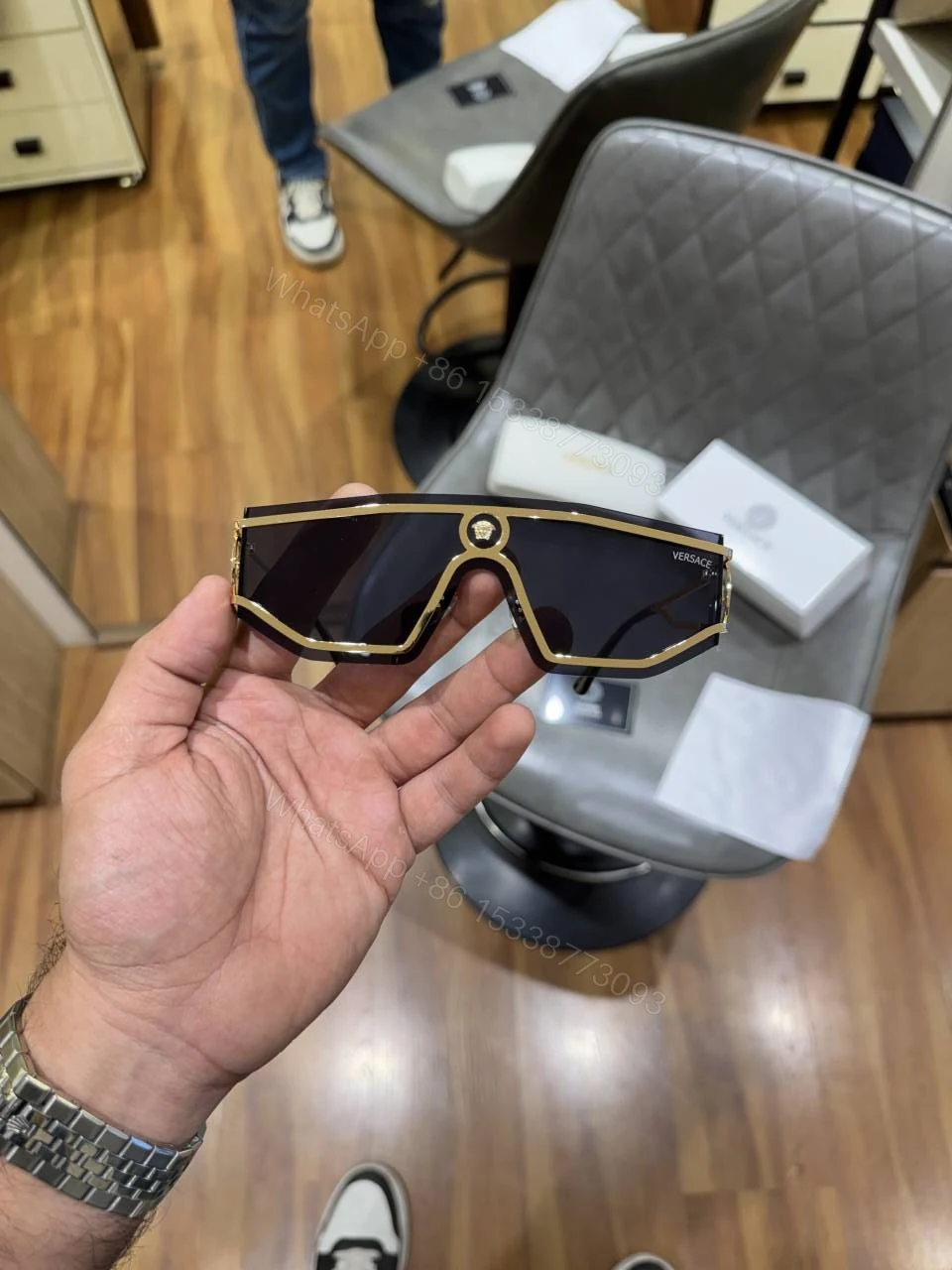 First Copy Versace Gold Black Sunglasses — view 1