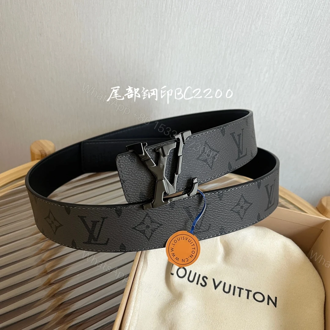 LV 一比一 黑灰Monogram帆布黑扣男士腰帶 潮流必備款 — view 1