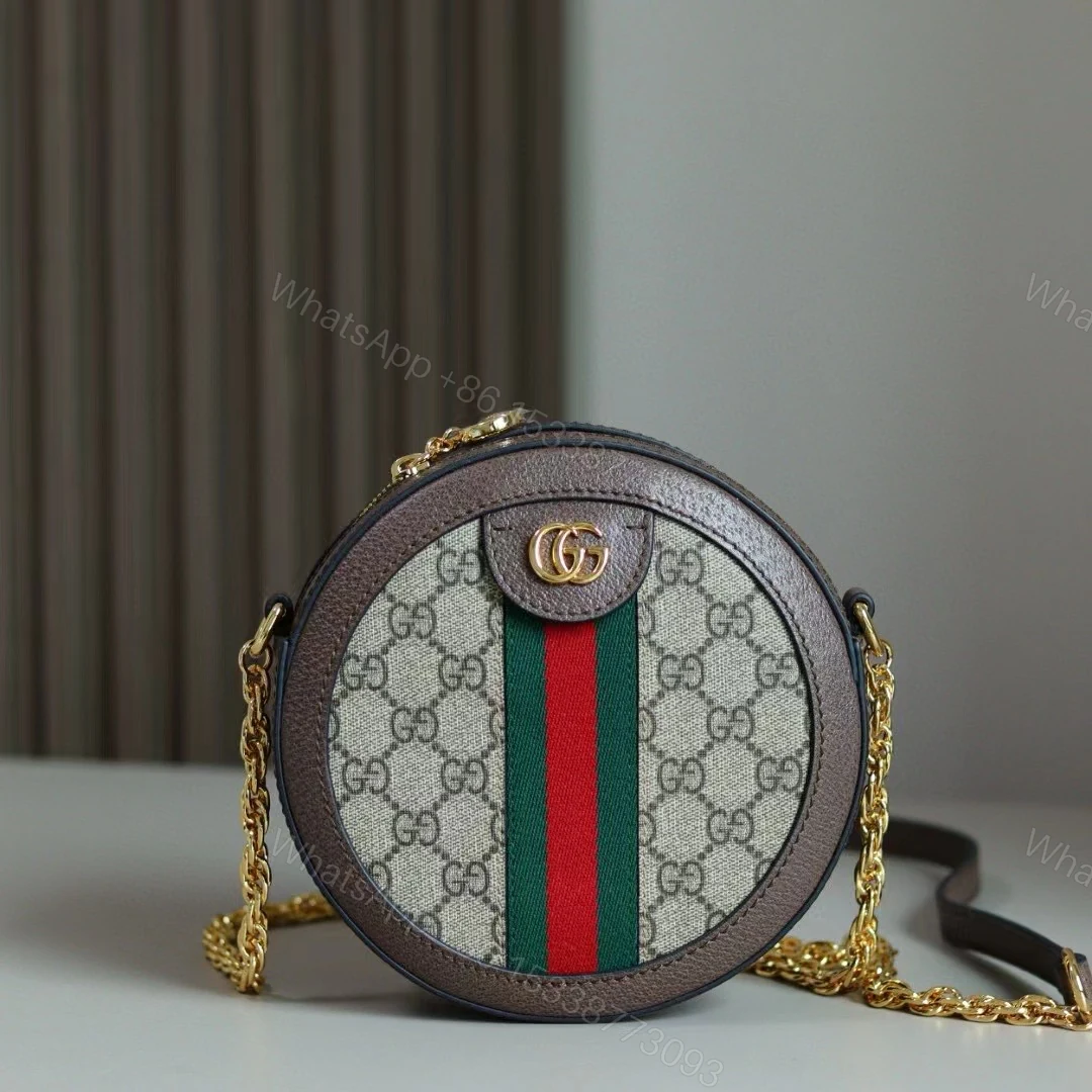 Gucci一比一Ophidia圓形老花包 金鏈斜背復古亮點單品 — view 1