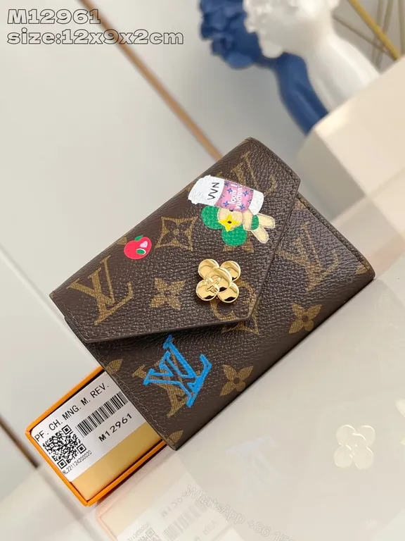 Louis Vuitton-Inspired Compact Luxe Wallet with Monogram Accent — view 1
