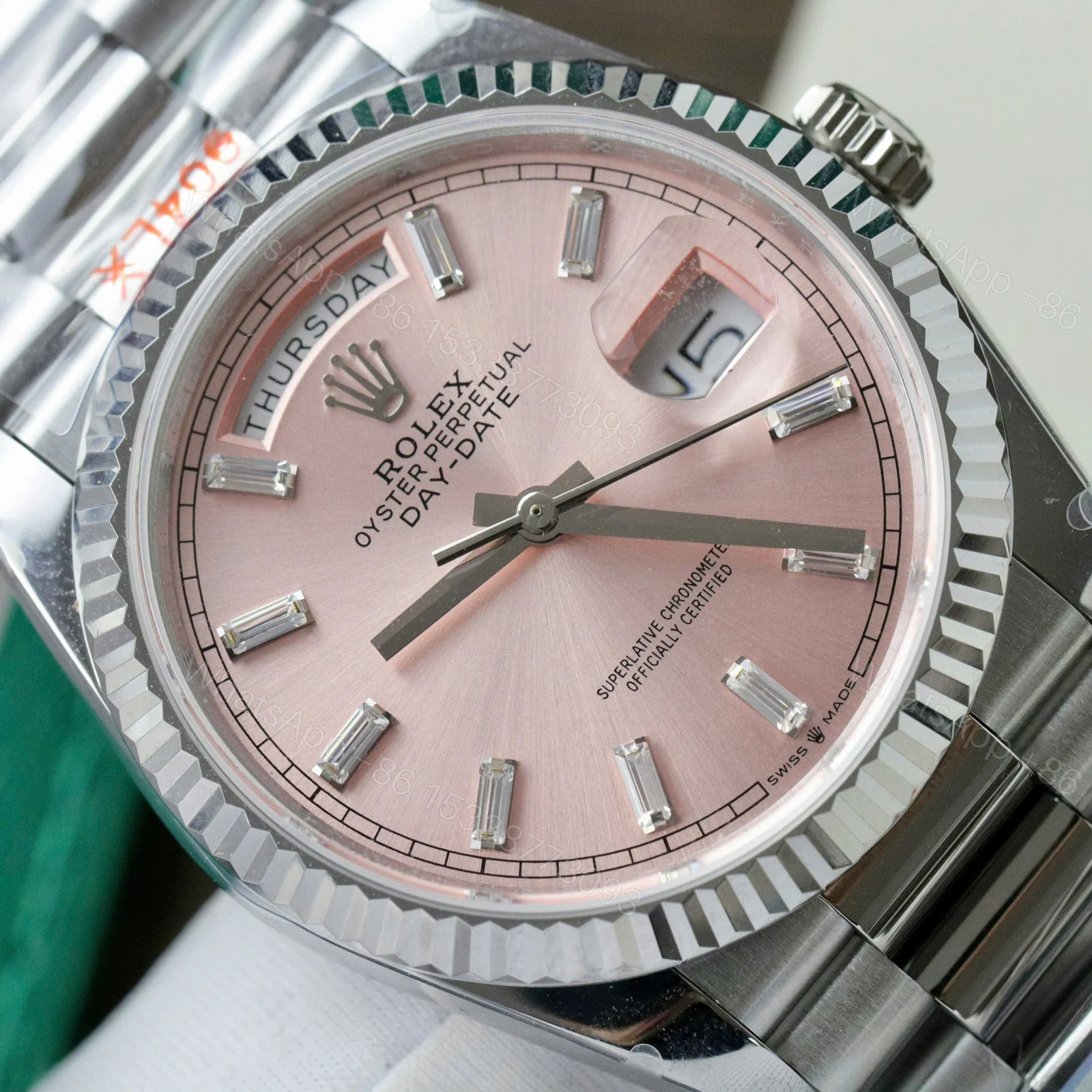 View 5 of Superclone Rolex Day-Date Pink Diamond Dial 128236-0024 36 mm