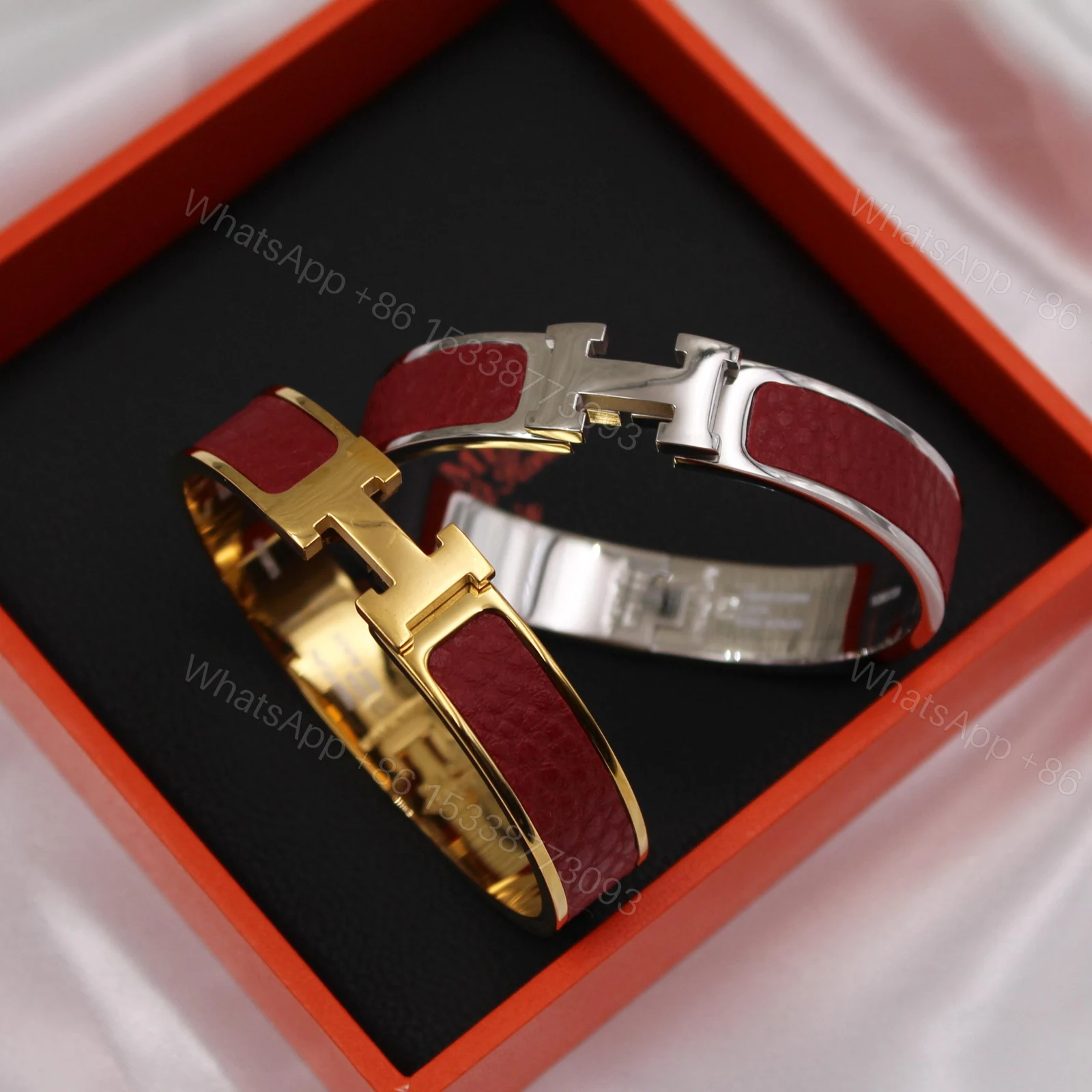 Hermes Red Enamel Clic H Bracelet — view 1