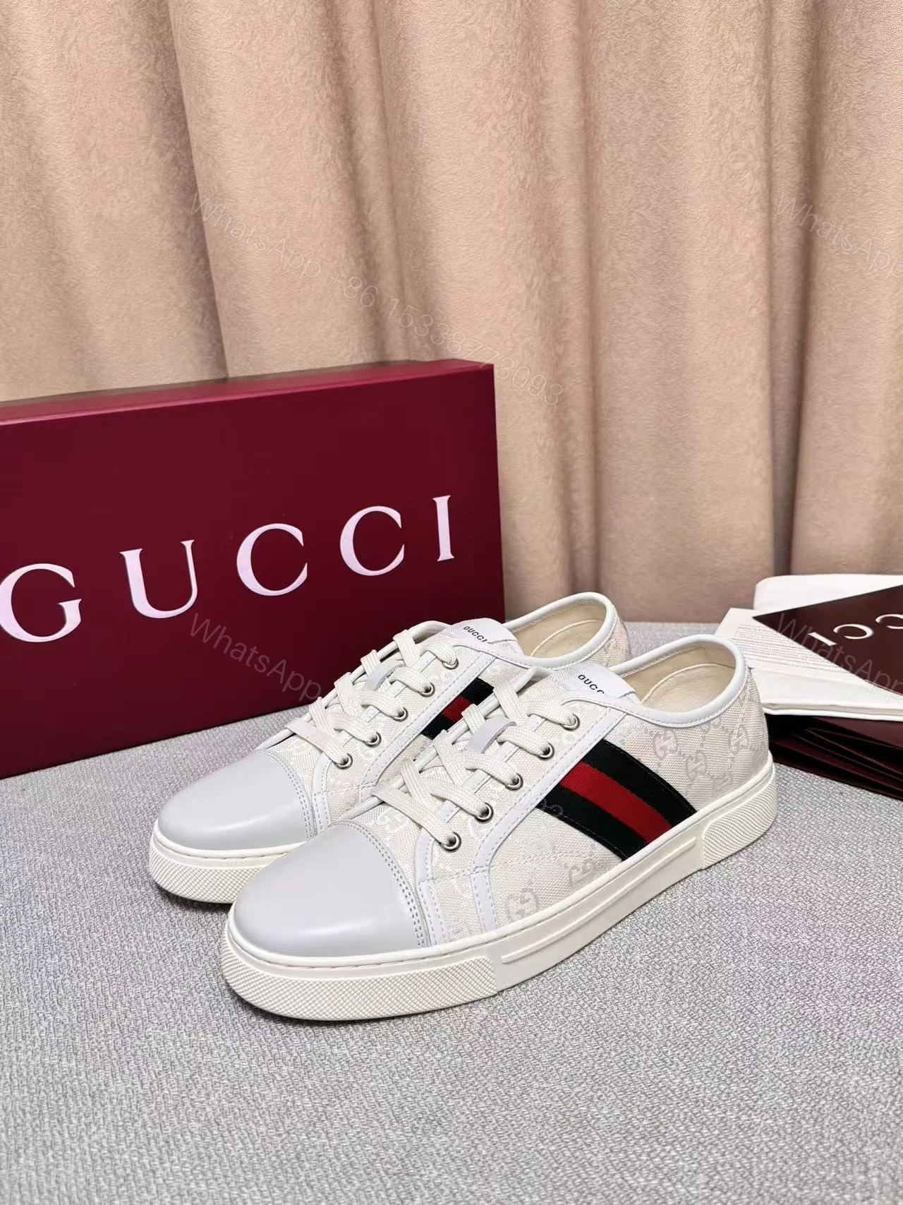 GUCCI 一比一 男款 經典條紋低筒板鞋 清新百搭款 — view 1